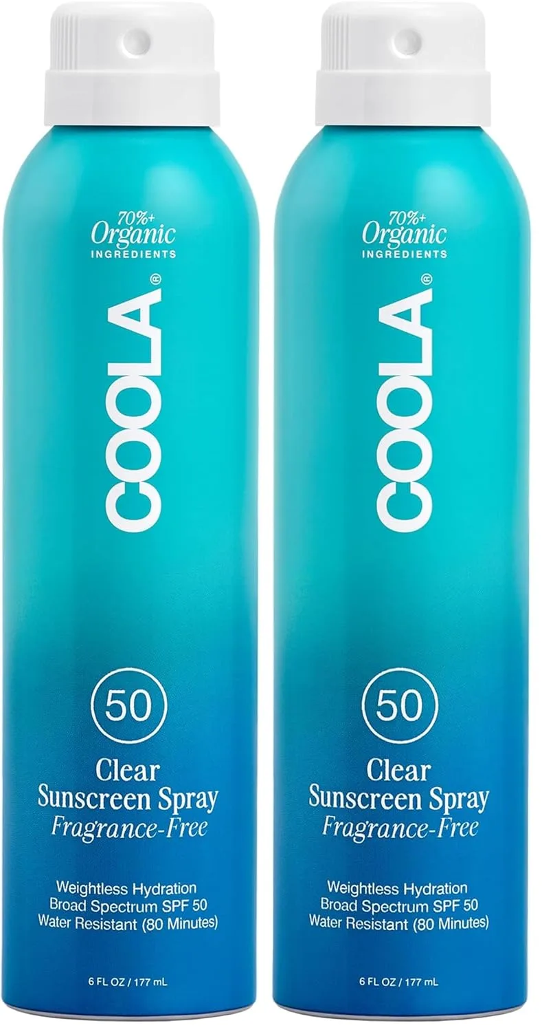 Солнцезащитный спрей COOLA Organic Sunscreen SPF 50, протестирован дерматологами, обеспечивает ежедневную защиту кожи, подходит для веганов, не содержит глютена и отдушек. 177 мл (2 шт.)