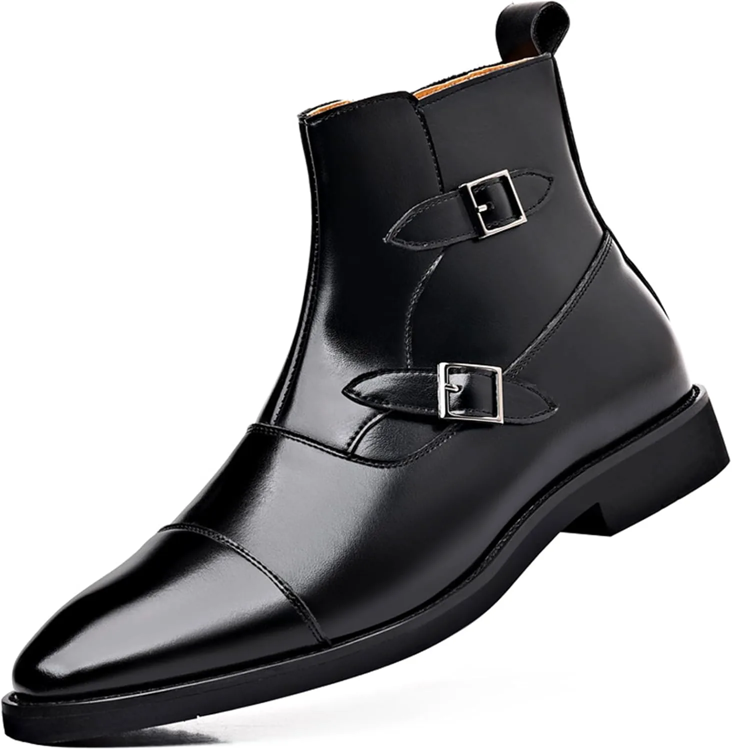 Мужские классические кожаные ботинки на боковой молнии Ботинки Chelsea Boots Chukka Slip-On с заостренным носком, модное деловое платье на низком каблуке Ботинки Chelsea Abborora, черный — фото 2