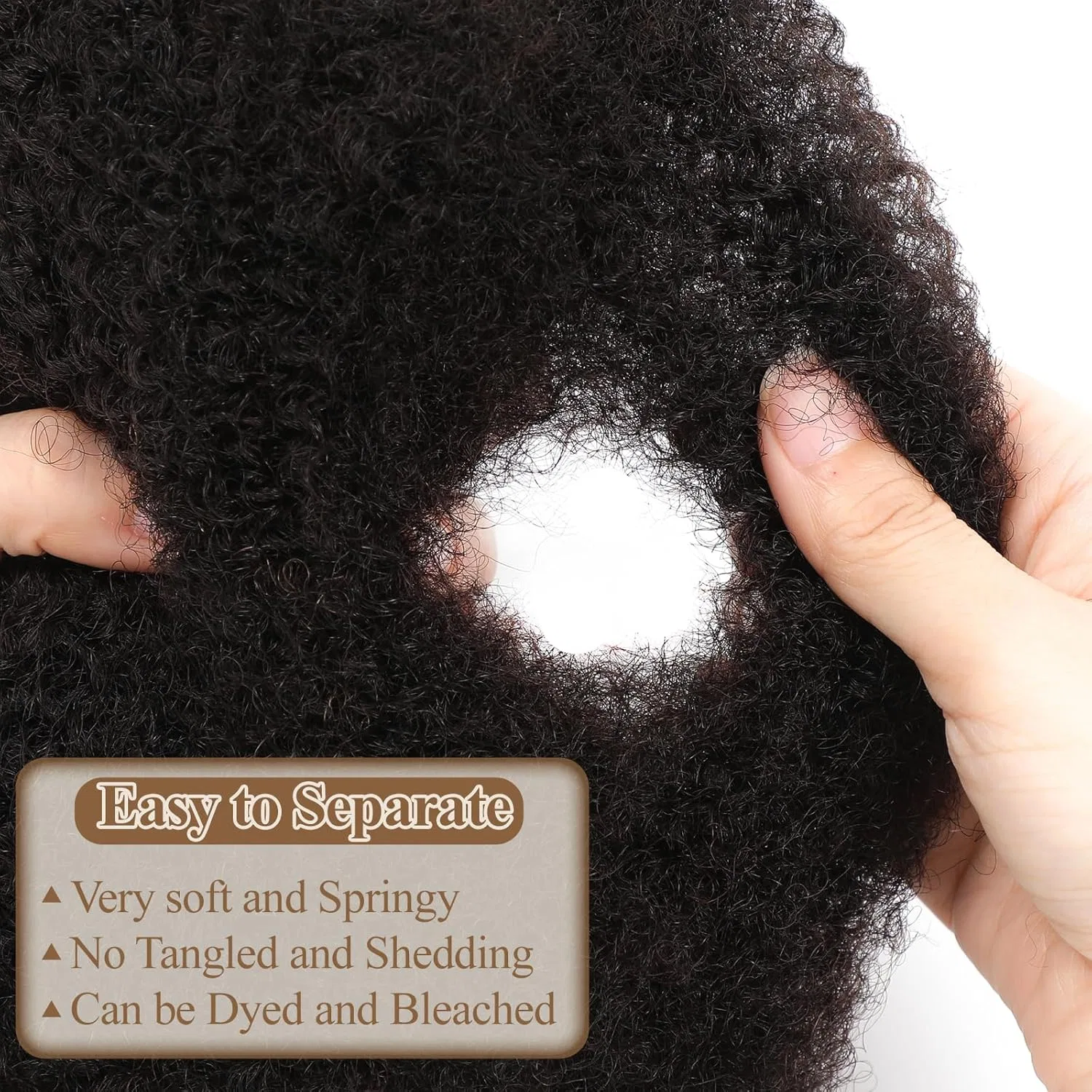 Натуральные афро-кудри для наращивания волос Alaleibaby, Natural Black — фото 2