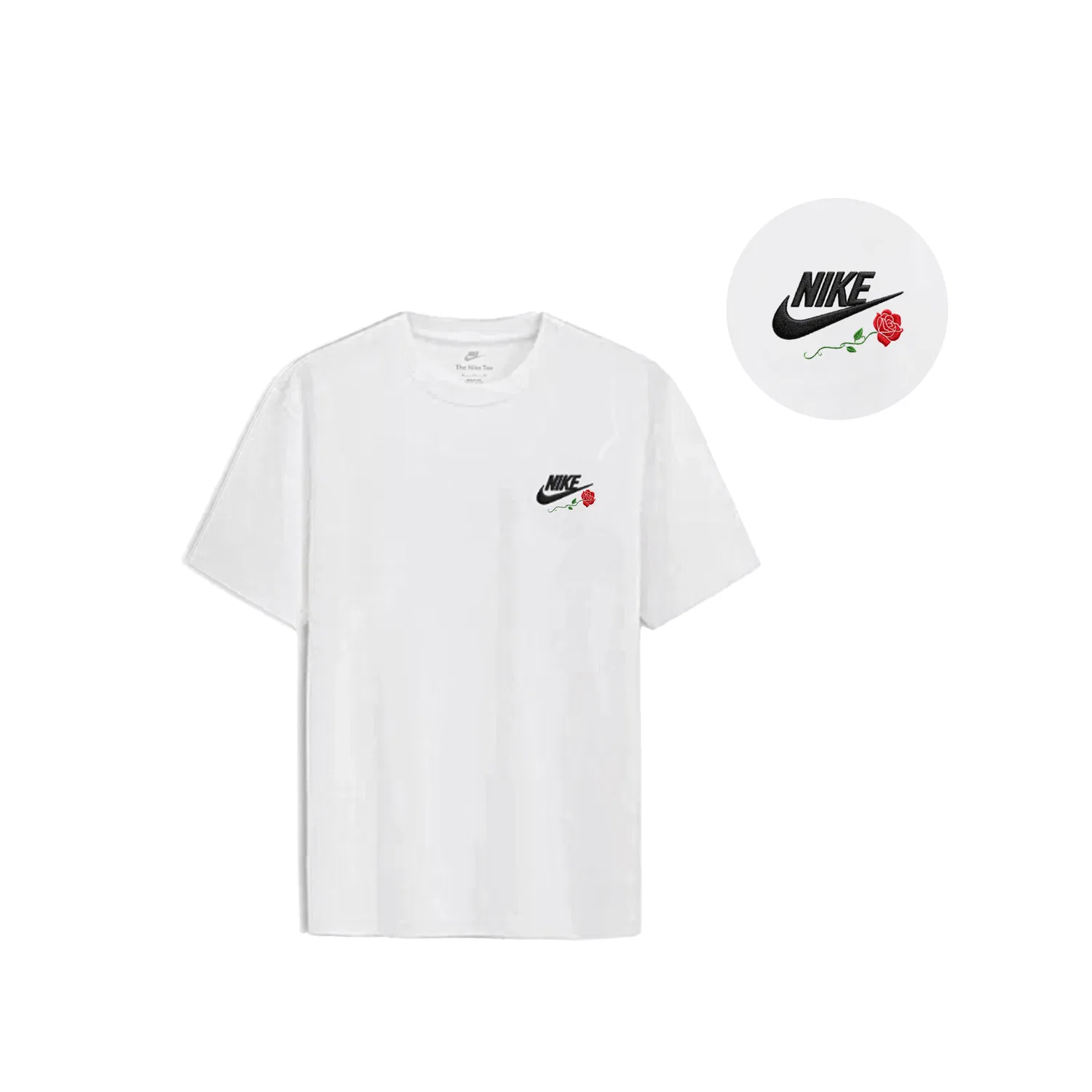 Футболка Sportswear, унисекс, бело-желтая, с вышивкой солнца, круглый вырез, прямой крой Nike, White Yellow Embroidery Sun — фото 4
