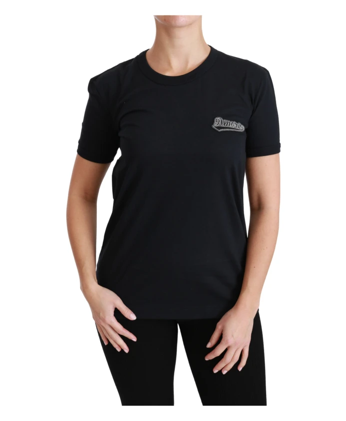 

Топ с круглым вырезом и нашивкой Amore Dolce & Gabbana, черный