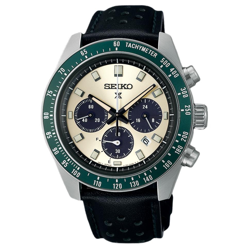 

SEIKO Часы Prospex Collection Solar Quartz Movement Leather Strap Watch 41.4mm Men's Watch Yellow Watch Dial, Yellow Watch Dial