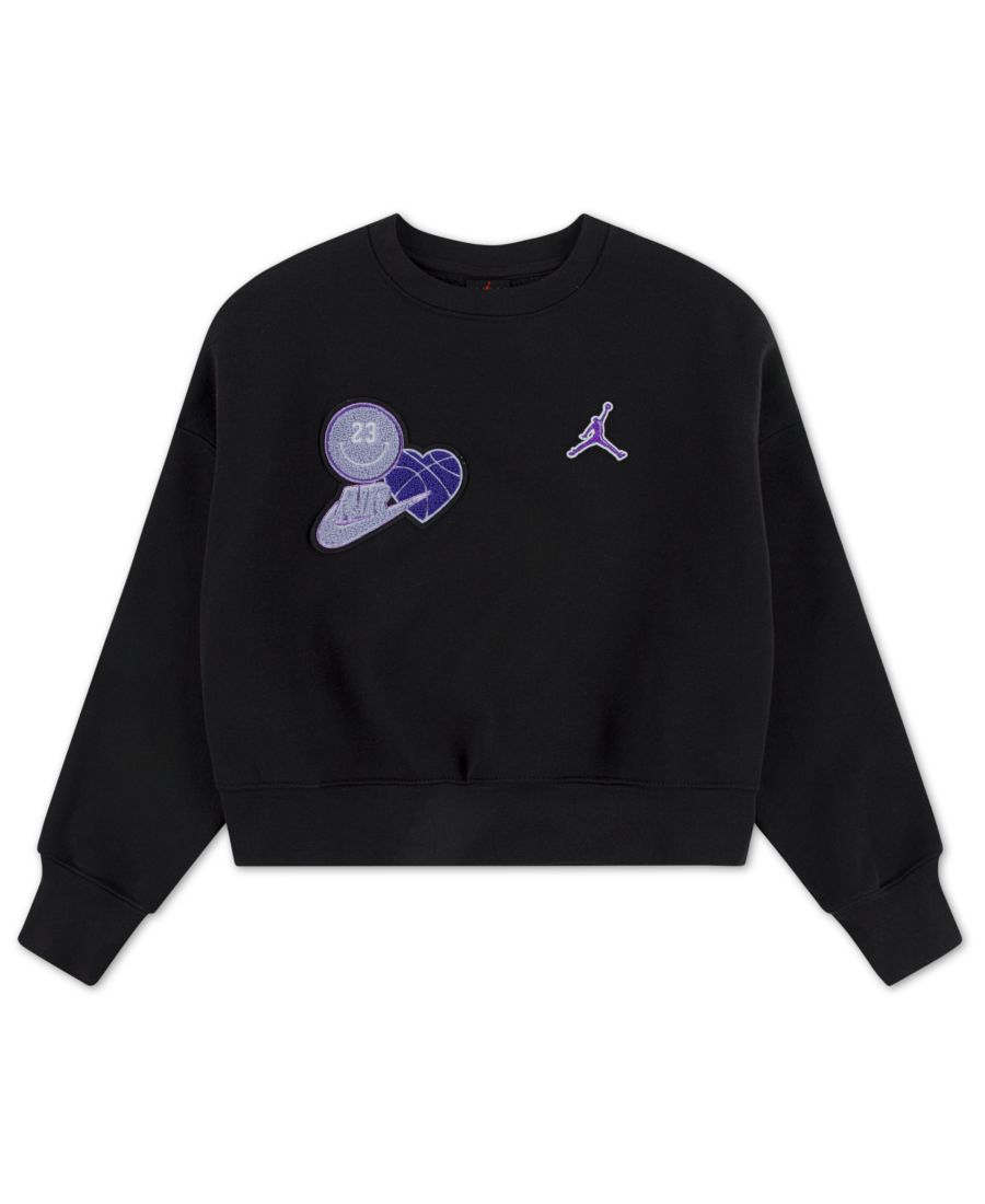 

Флисовая толстовка с круглым вырезом и ребристой отделкой для девочек 7-16 лет Jordan, Black