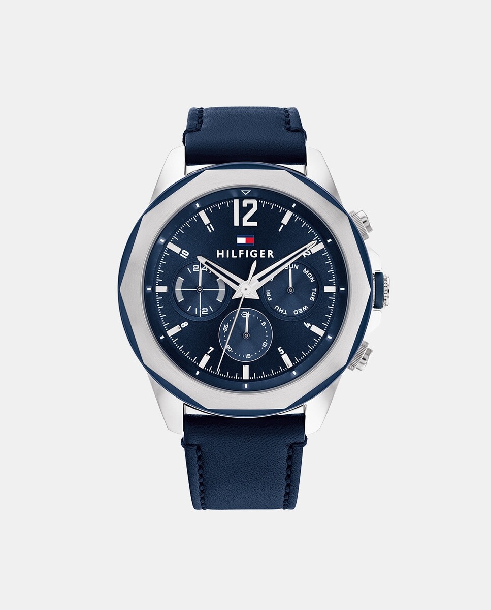 

Lars 1792063 многофункциональные синие кожаные мужские часы Tommy Hilfiger, синий