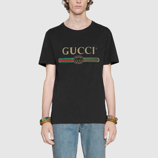Футболка washed jersey oversize t-shirt 'black' Gucci, черный — фото 4
