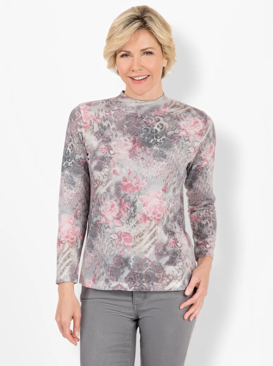 

Классический свитер с воротником стойкой "Пуловер" Classic, цвет Steingrau-Altrosé-Bedruckt