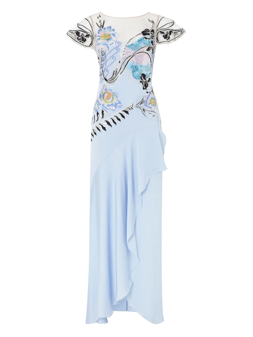 

Платье Gracia с оборками и пайетками Temperley London, синий