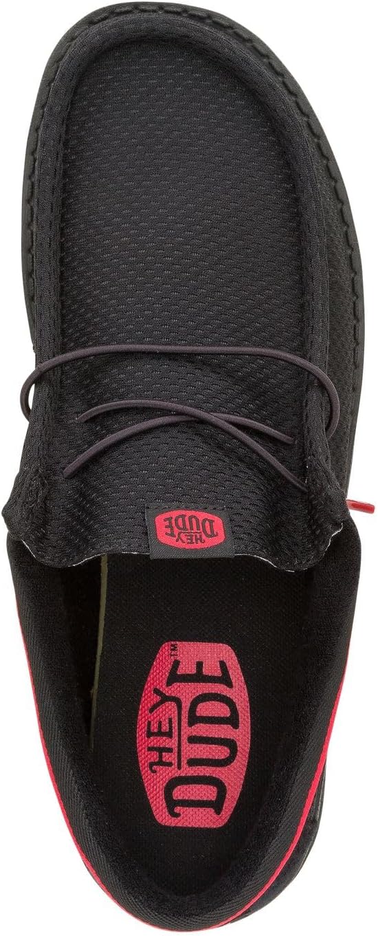 Кроссовки Hey Dude Men's Wally Varsity Jersey, Men’s Shoes, Men's Slip-on Loafers, Comfortable Light-Weight Heydude, черный/красный — фото 2
