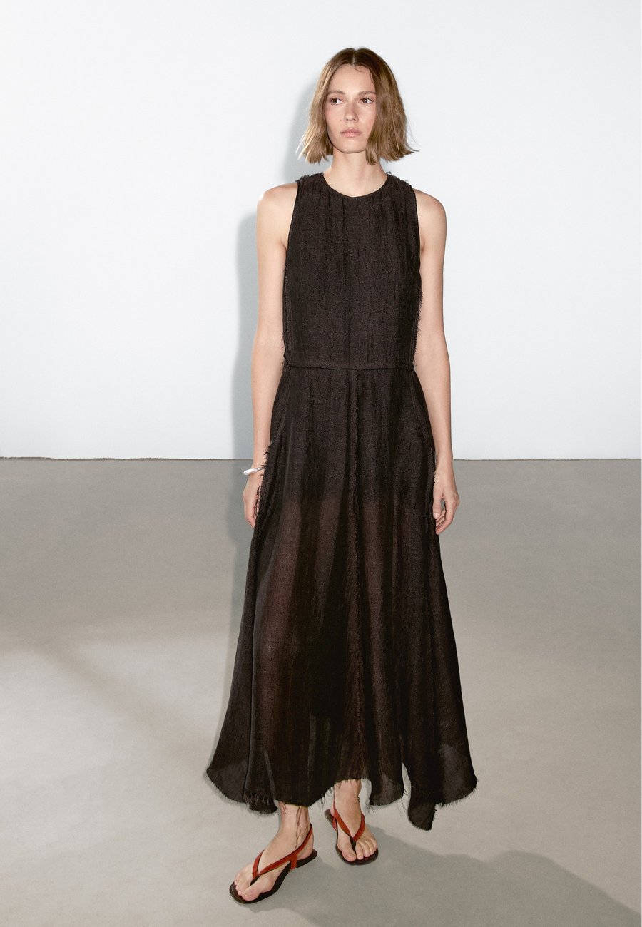 

Платье Massimo Dutti MIDI WITH FRAYED TRIMS, Mottled Dark Brown