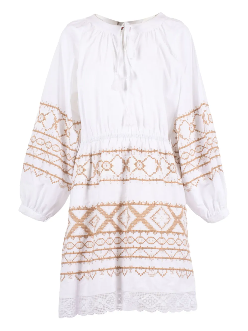 

Платье миди с вышитой кружевной отделкой Ermanno Scervino, белый