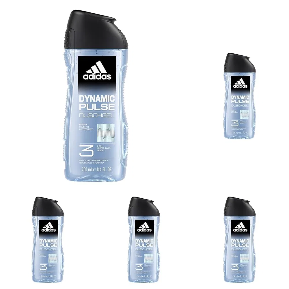 Мужской гель для душа adidas 3-в-1 Dynamic Pulse с древесно-свежим ароматом, 250 мл (5 шт.) Adidas