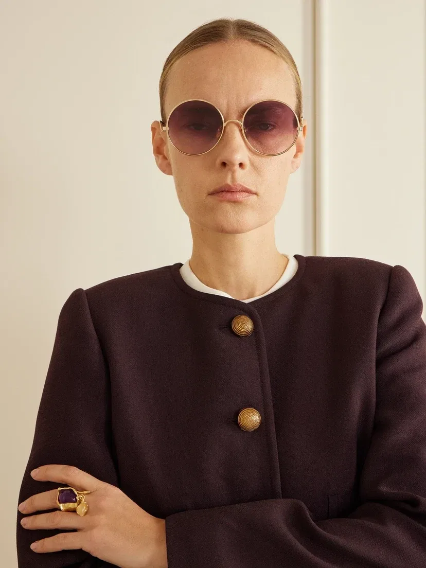 Культовые круглые солнцезащитные очки золотистого цвета Chloé Eyewear, золотой — фото 2