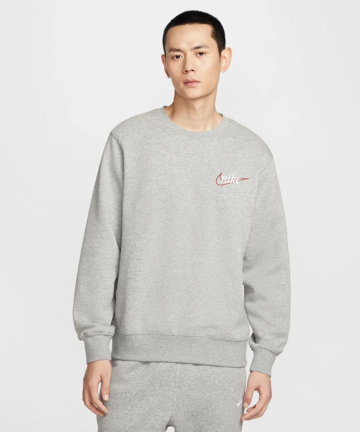 Свитшот Nike Club BB Crew CTB L/S с логотипом, серый