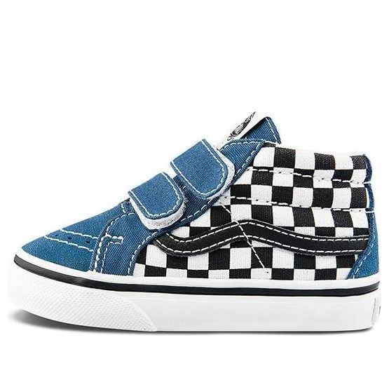 

Кроссовки sk8-mid reissue v toddler black/white checkboard Vans, синий