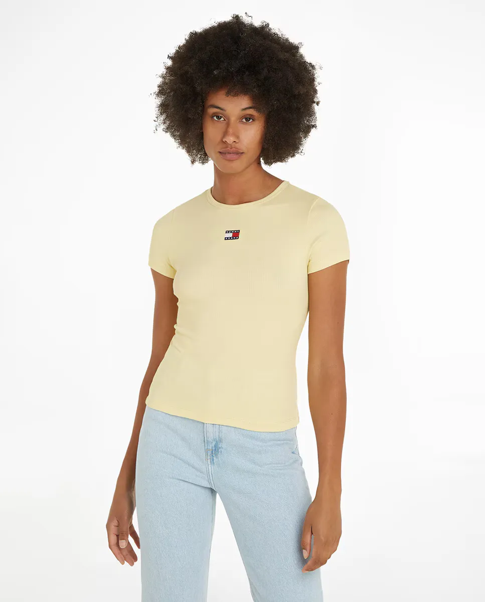 

Женская облегающая футболка с короткими рукавами Tommy Jeans, желтый