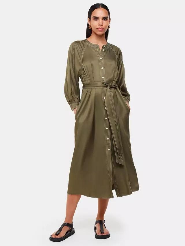 

Платье Whistles Mabel Topstitch Midi, хаки