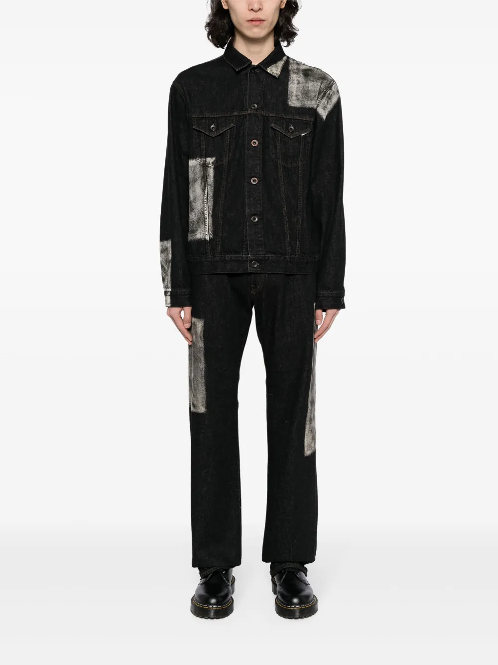 Прямые джинсы со вставками Yohji Yamamoto, черный — фото 2