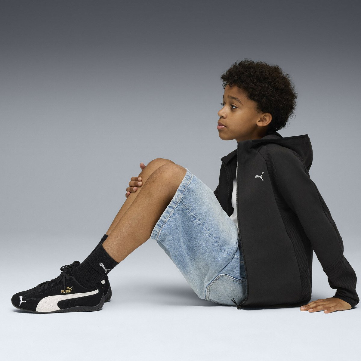 Детская толстовка Evo Stripe на молнии, размеры 120-160 см PUMA, PUMA Black — фото 3
