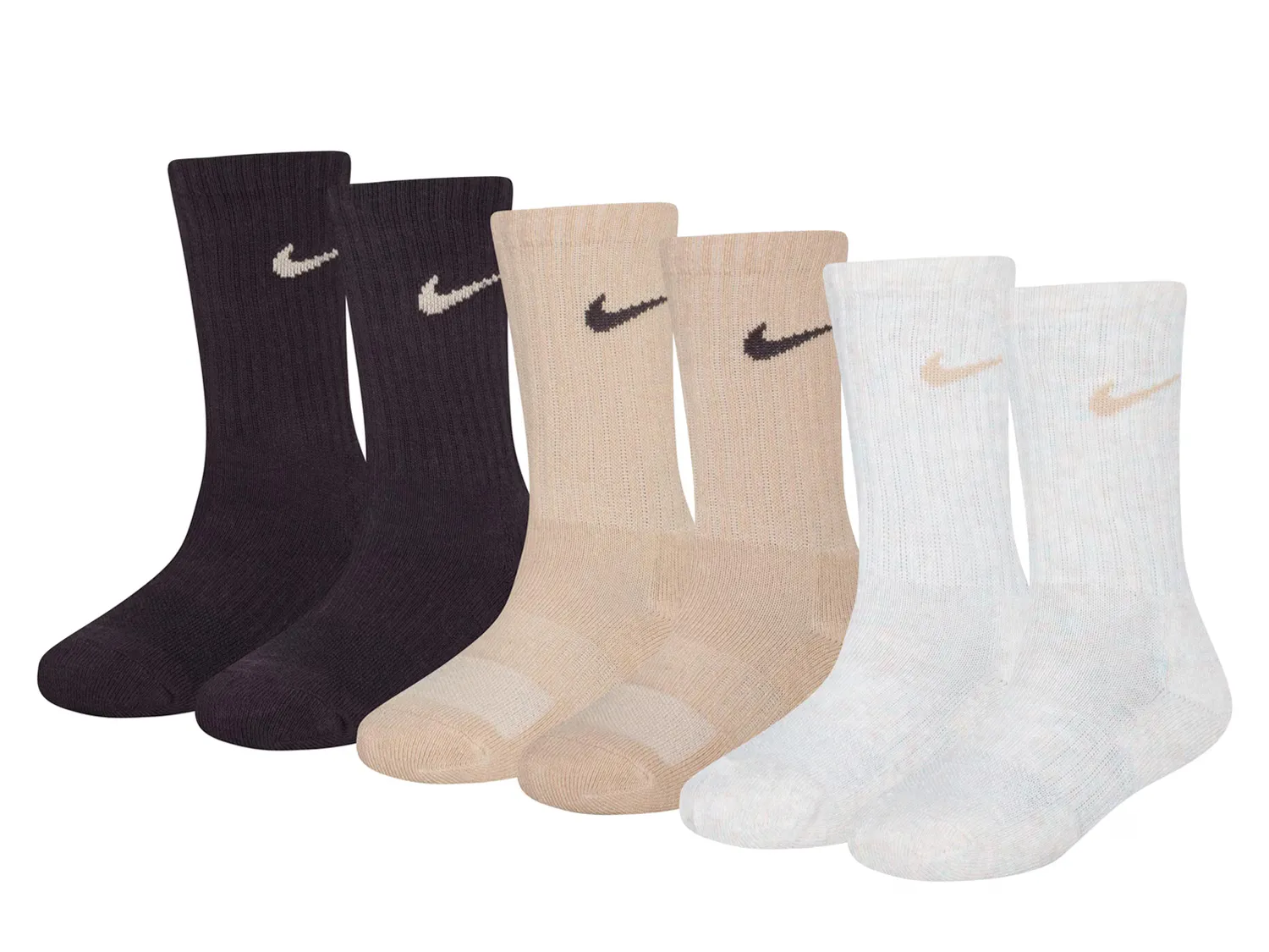 

Носки Performance Kids' Crew Socks - 6 Pack Nike, бежевый/белый/черный