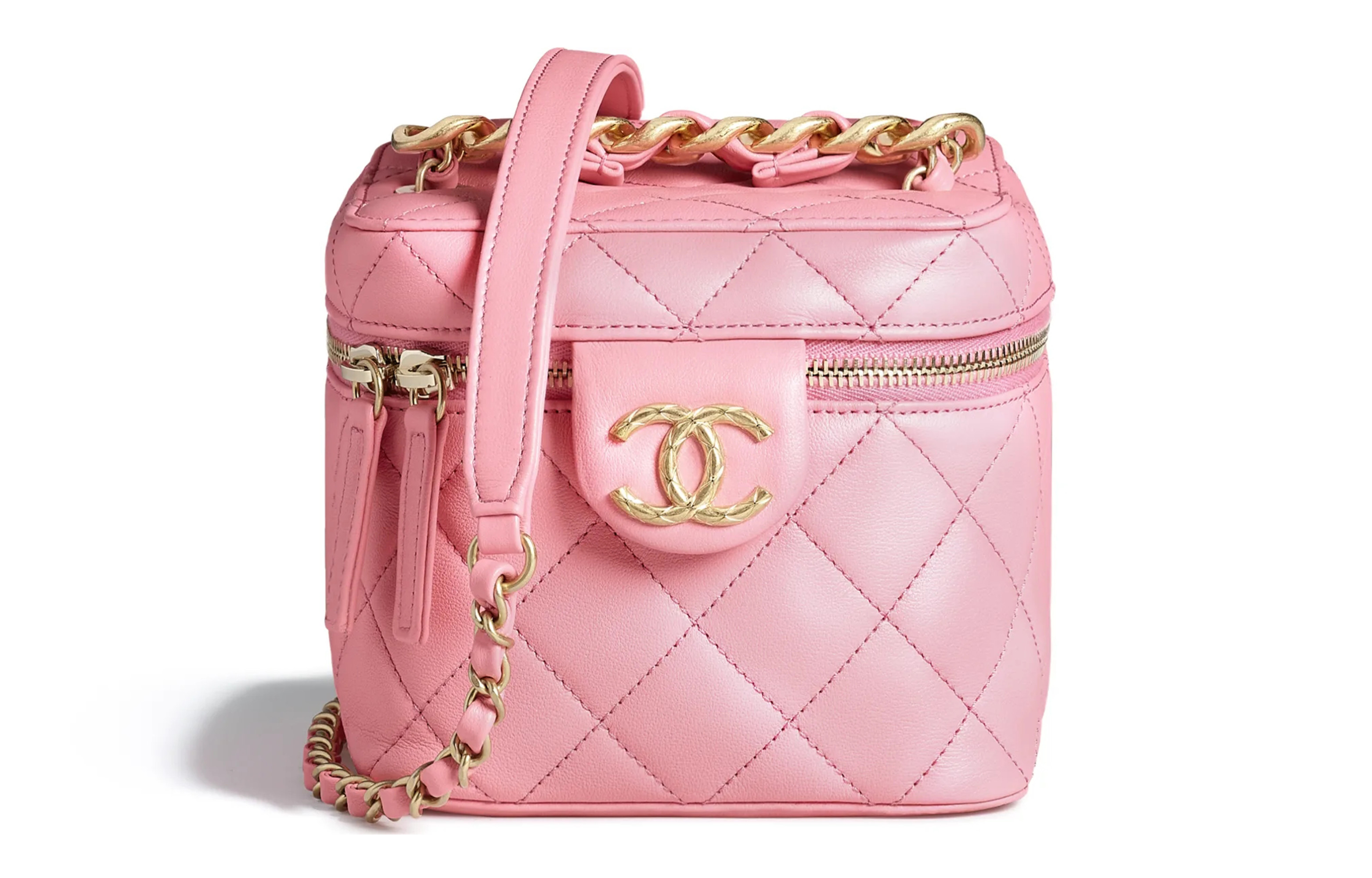 

CHANEL Косметичка из телячьей кожи, сумка через плечо, кросс-боди маленькая women's coral pink