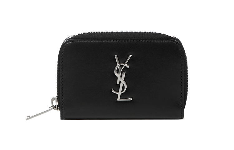 

Saint Laurent Кошелек-портмоне на молнии из гладкой кожи, мужской, черный