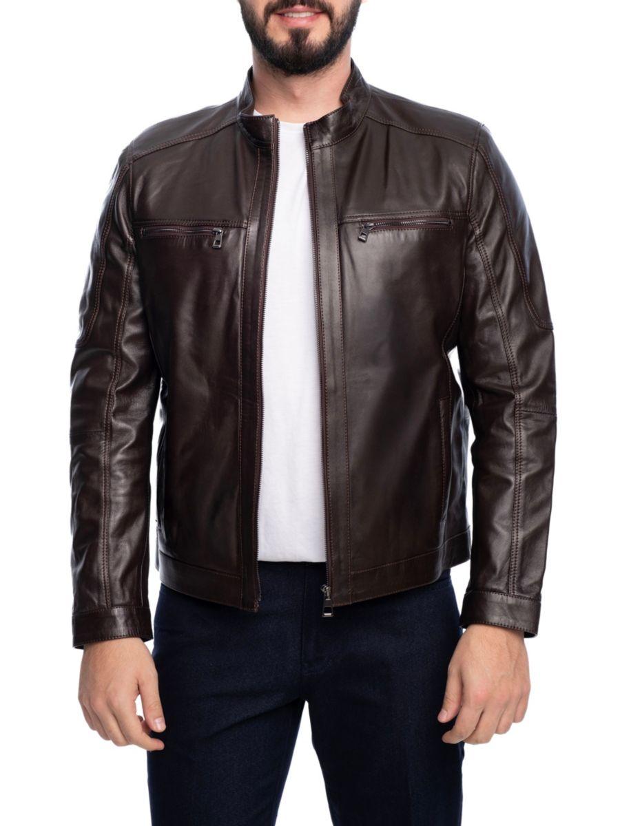 

Кожаная байкерская куртка на молнии Vellapais, цвет Dark Brown, Коричневый, Кожаная байкерская куртка на молнии Vellapais, цвет Dark Brown