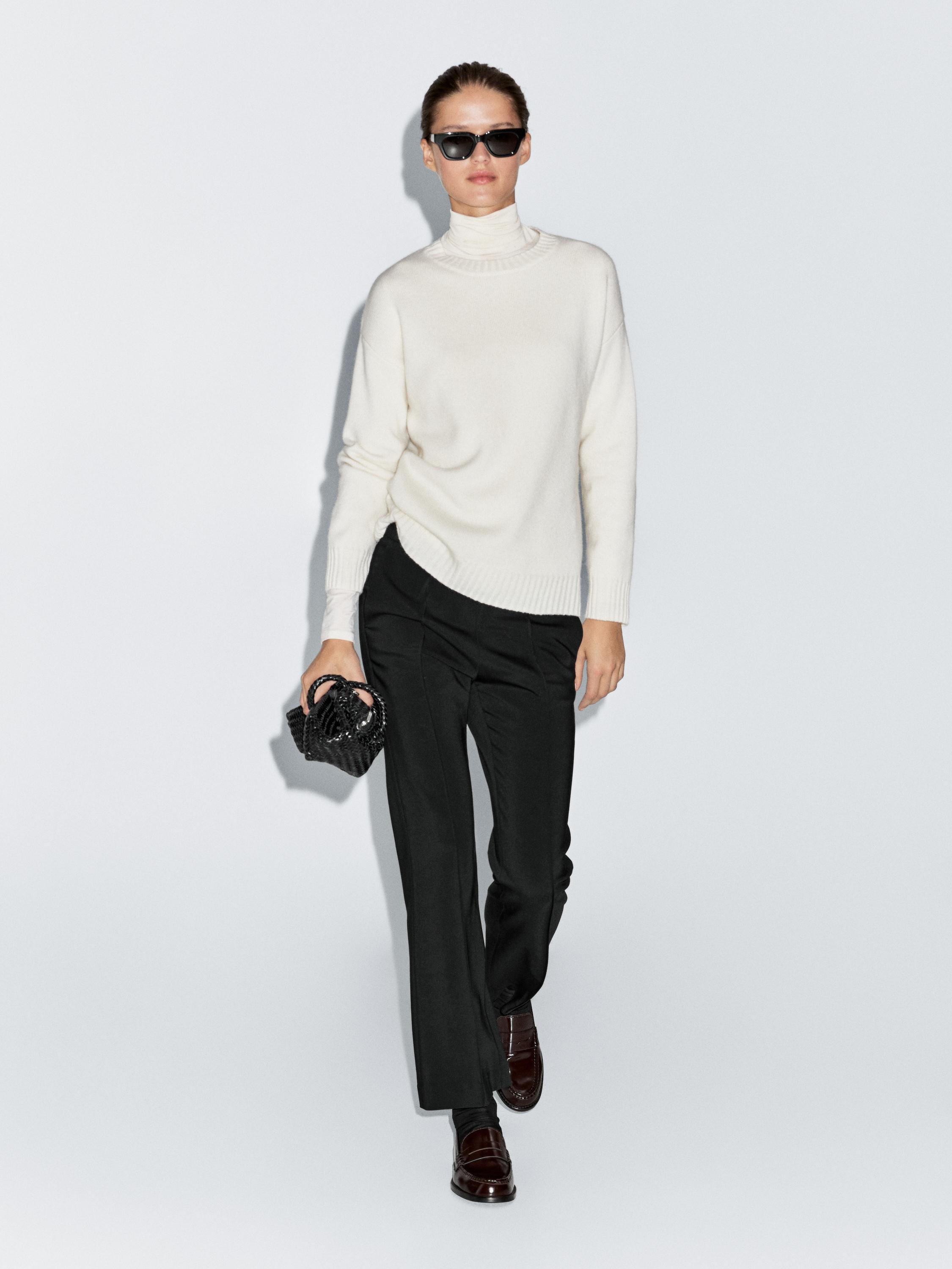 

Креповые брюки с декоративными швами Massimo Dutti, черный