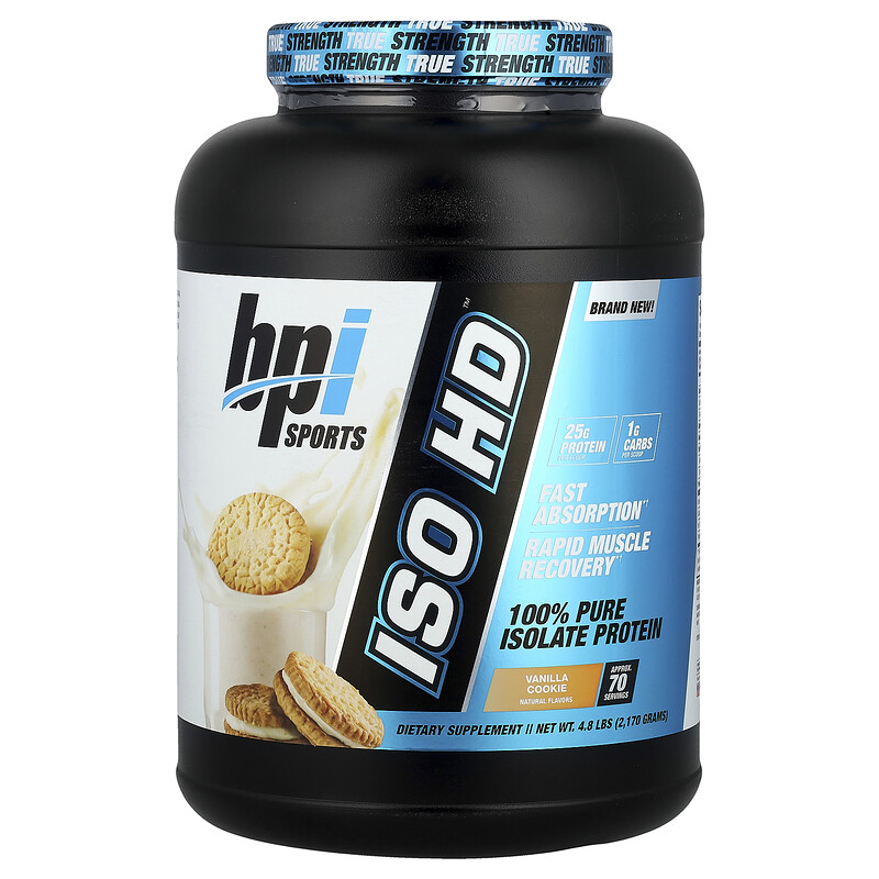 

BPI Sports, ISO HD , 100% чистый изолят белка, ванильное печенье, 2170 г (4,8 фунта)