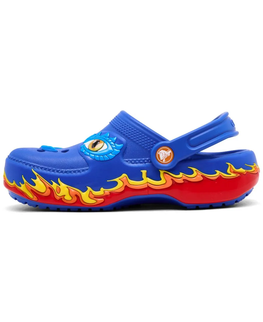 Детские классические сабо Finish Line с подсветкой в виде дракона Crocs, синий, красный — фото 2