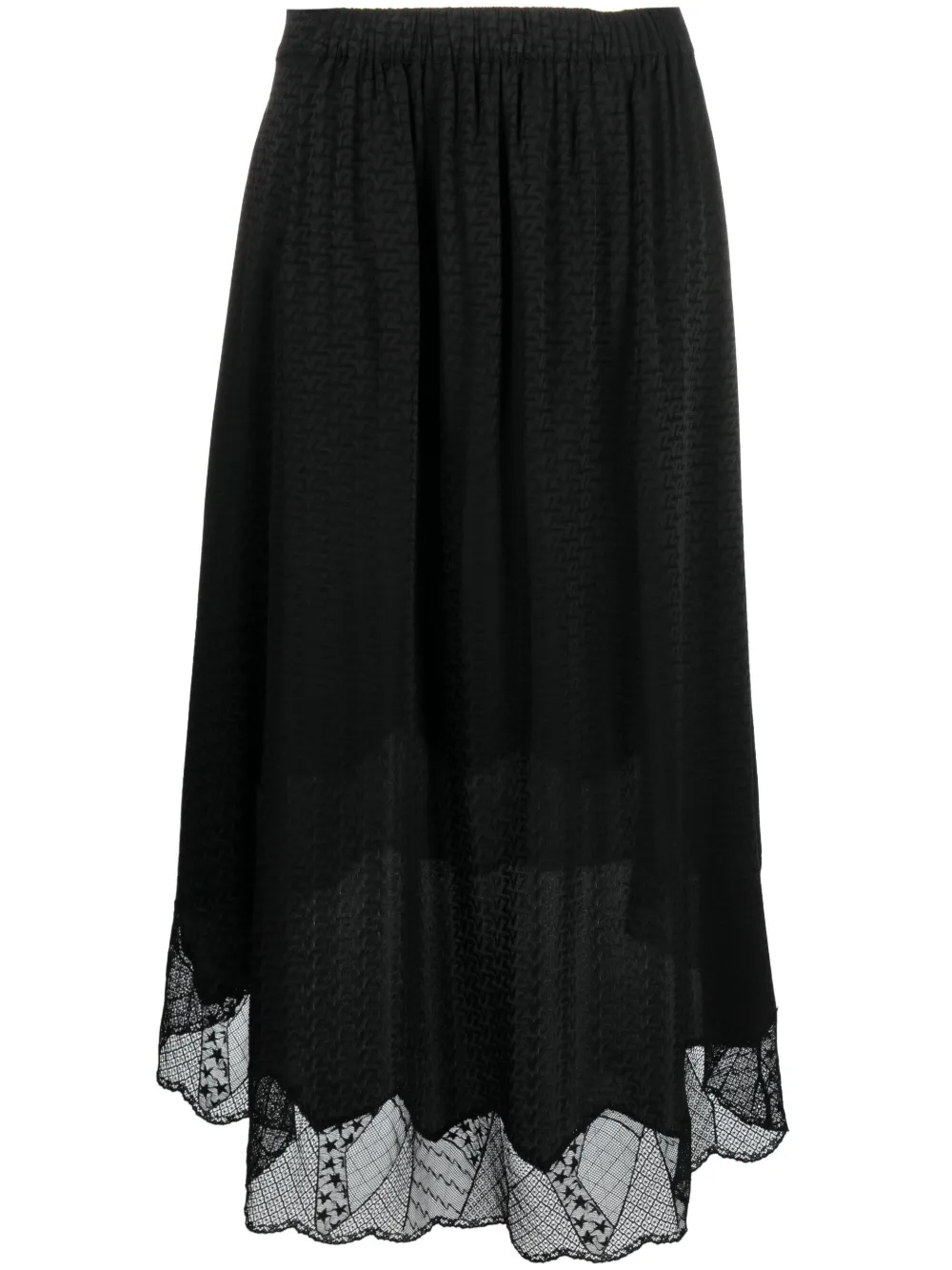 

Шелковая юбка с кружевной отделкой Zadig&Voltaire, черный