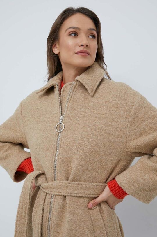 

Пальто из смесовой шерсти United Colors of Benetton, бежевый