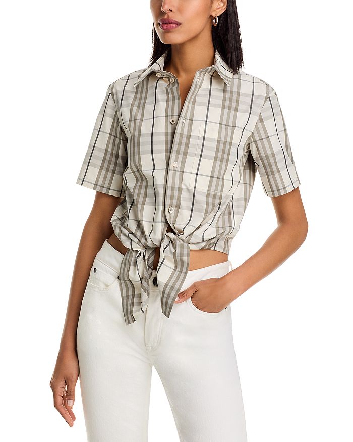 

Короткая хлопковая рубашка в клетку Burberry, мультиколор