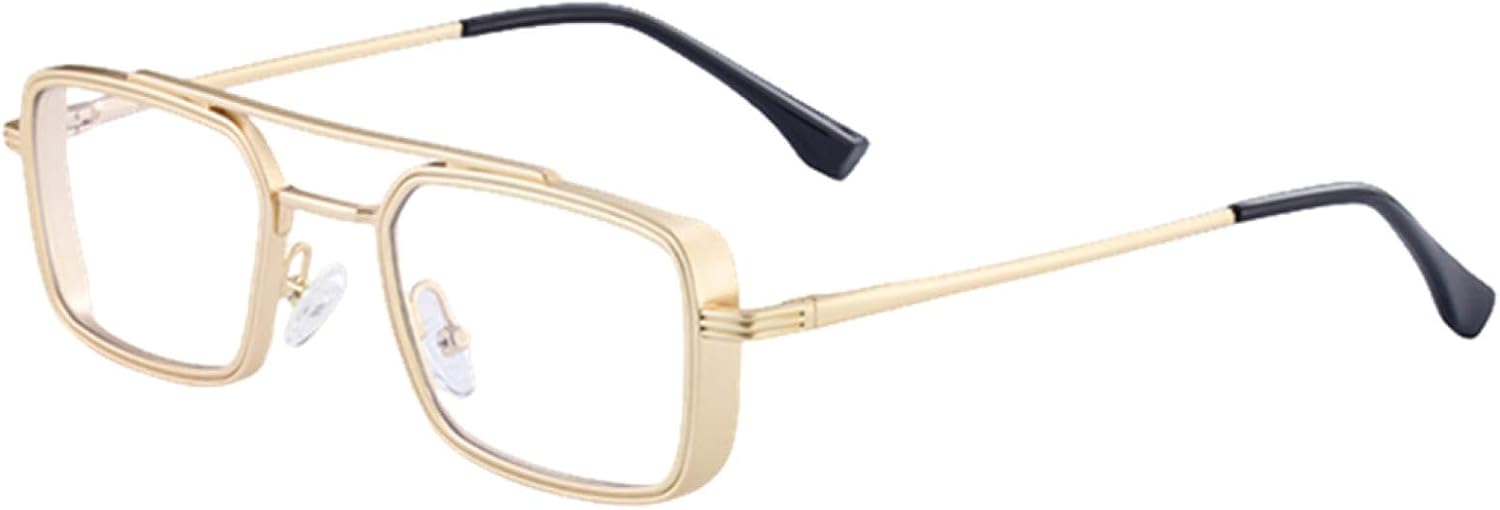 

Винтажные панк-солнцезащитные очки прямоугольной формы для мужчин и женщин, роскошная классическая металлическая оправа, стимпанк, защита от УФ-излучения UV400 для вождения TVTBBVV, C7goldwhite