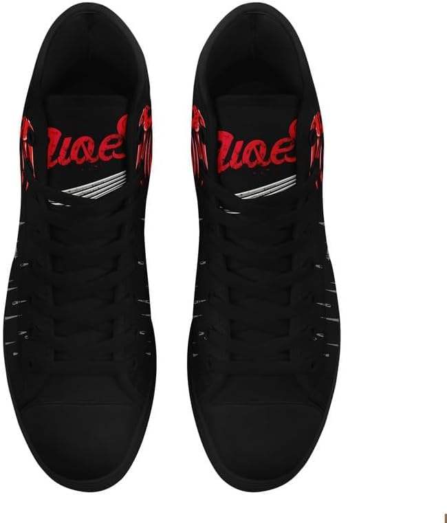 Крутые индивидуальные кроссовки Skull High Tops из холщовой ткани для мужчин и женщин, классические с шнуровкой, готический стиль, повседневные холщовые кроссовки Coolcustomize, Color3 — фото 4