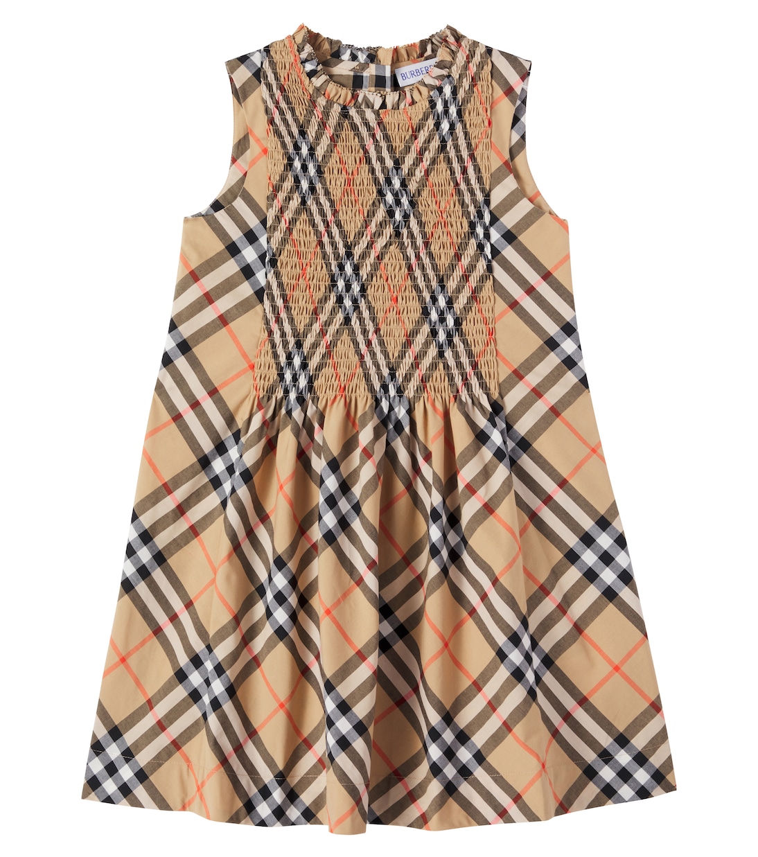 

Плиссированное хлопковое платье Burberry Check Burberry Kids, Sand Ip Check