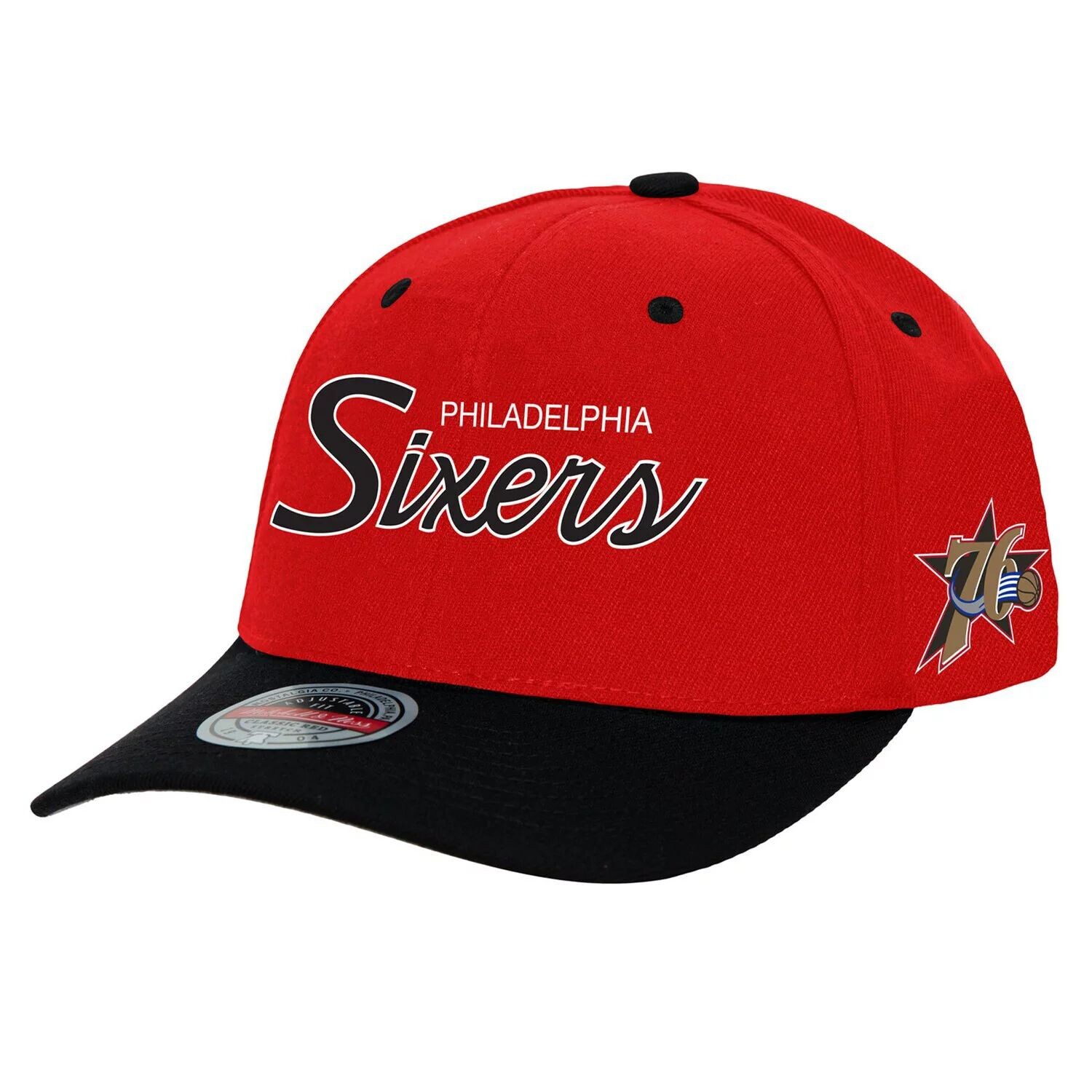 

Мужская кепка с эластичной спинкой Mitchell & Ness Red Philadelphia 76ers MVP Team Script 2.0