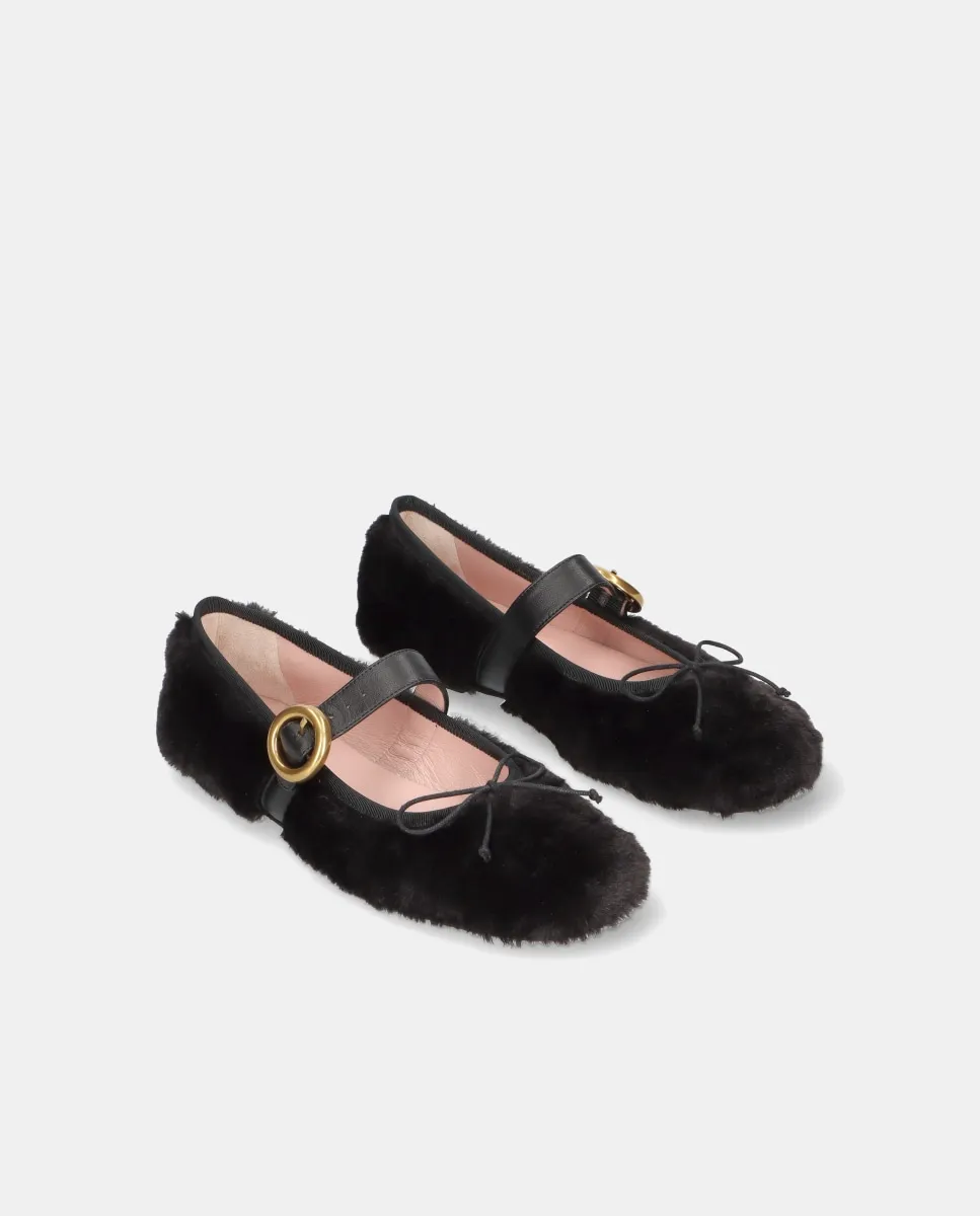 Женские балетки Georgia из мягкого синтетического меха Pretty Ballerinas, черный — фото 3