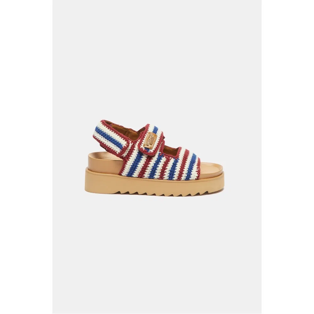 Мужские плетёные сандалии Crochet Stripe коричневые от Suecomma Bonnie — фото 3