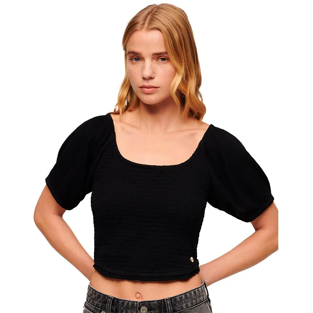 

Блузка с коротким рукавом Superdry Smocked, черный
