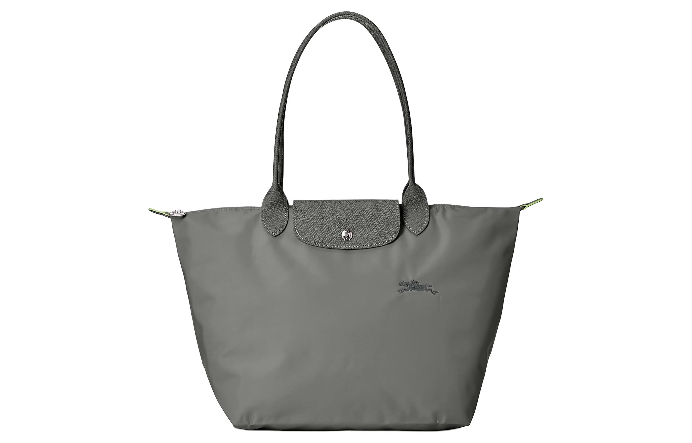 

Сумка Le Pliage Green Canvas с кожаными вставками, женская сумка через плечо Tubas Graphite LONGCHAMP