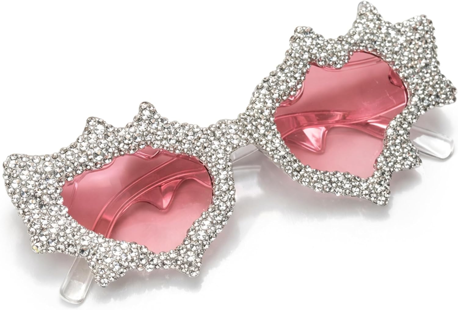 

bullabulling Модные солнцезащитные очки с блестками и стразами неправильной формы для женщин и мужчин, стильные, в стиле панк, хип-хоп, для вечеринок, с защитой от ультрафиолета UV400, Pink/Clear