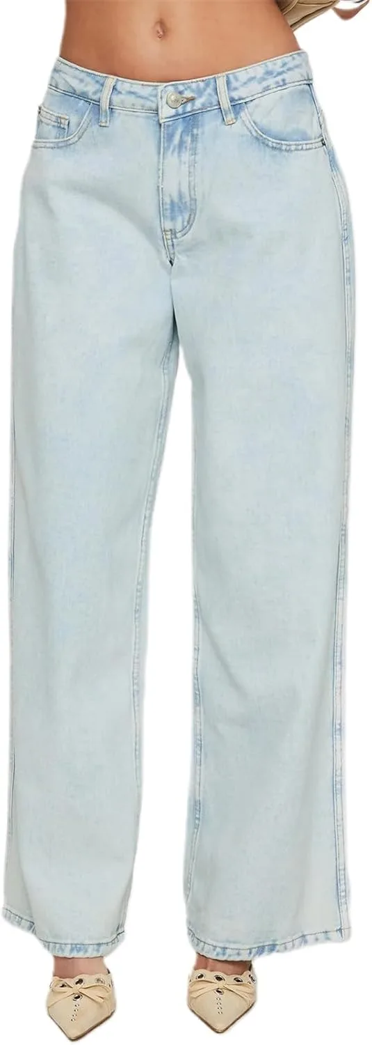 

Женские джинсы прямые широкие мешковатые high waisted relaxed fit деним Fuguibadn