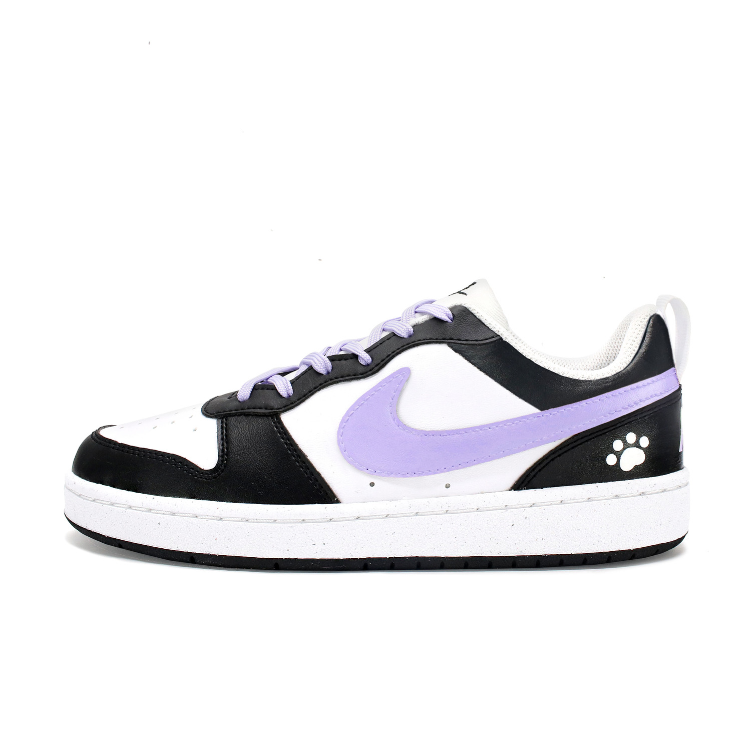 

Nike Court Borough нескользящие износостойкие низкие детские скейтбординг кроссовки White Black Purple для подростков
