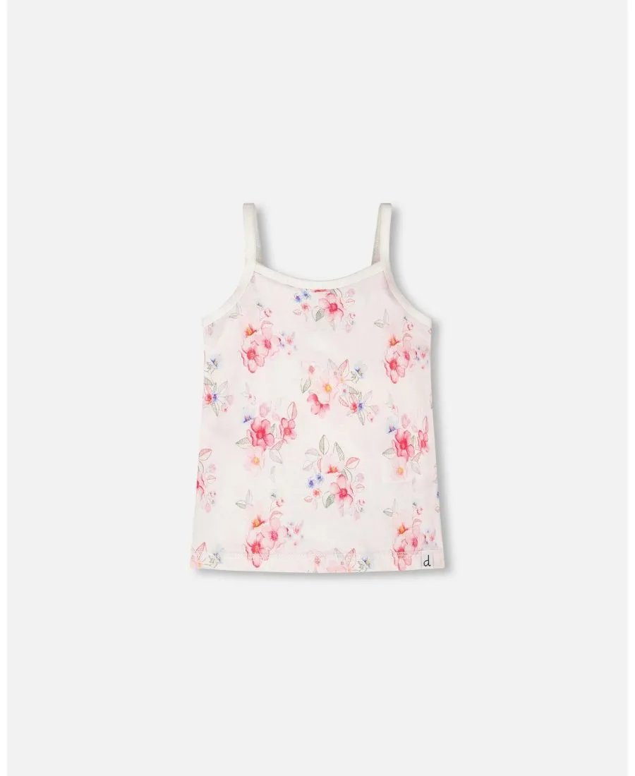 Детское хлопковое нижнее белье-майка с цветочным принтом Deux par Deux, розовый printed flowers