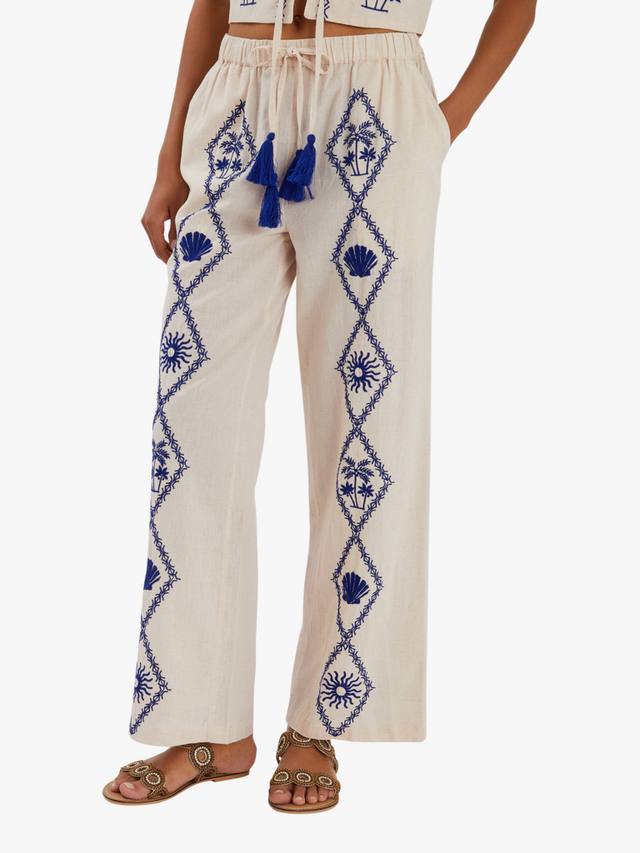 

Брюки Island Embroidery из льняной смеси Accessorize, Natural