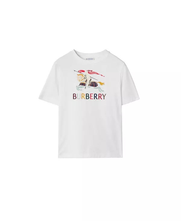 

Детская хлопковая футболка ekd - для малышей и взрослых. Burberry, белый