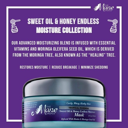 Маска для волос Tropical Moringa Sweet Oil & Honey Endless Moisture 8oz — фото 3