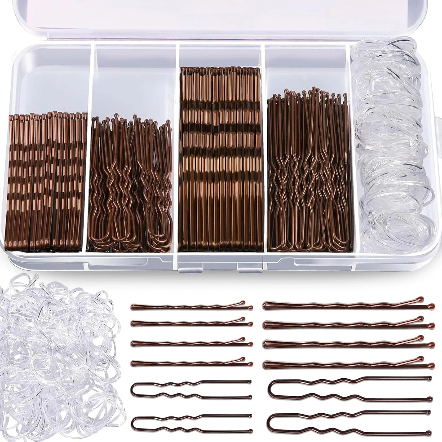 Набор из 300 шпилек и невидимых резинок для волос Aucuu Aucuu, #2 Brown-300Pcs