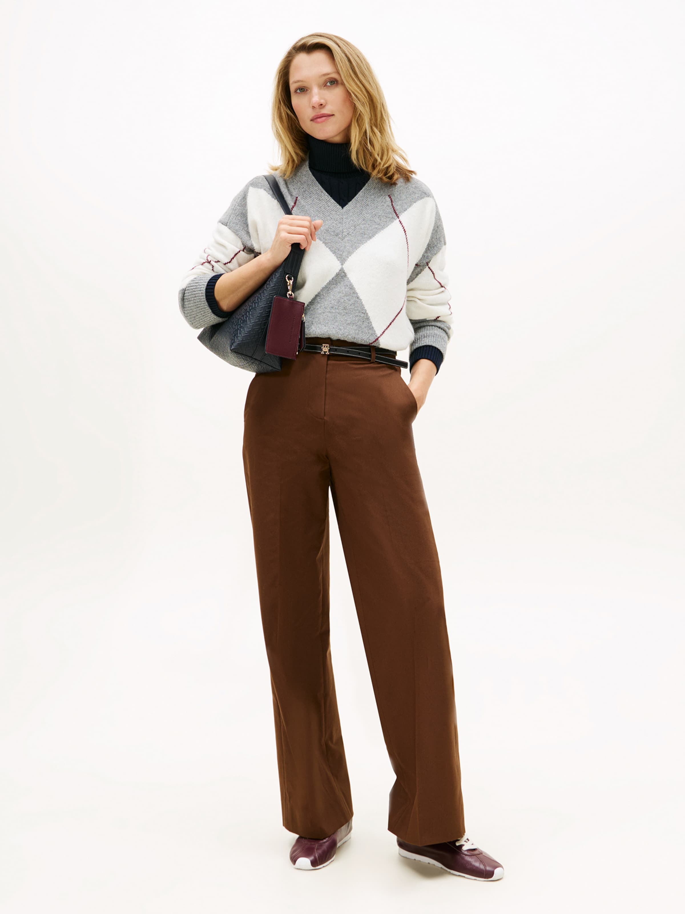 TOMMY HILFIGER Широкие брюки со складками в коричневом цвете — фото 3