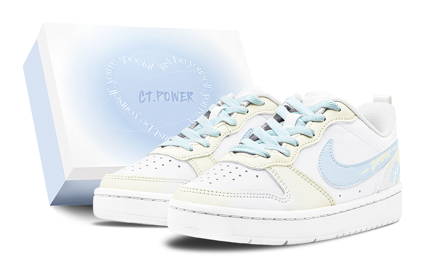 

Детские скейтерские кроссовки Court Borough для младших школьников Nike, синий/желтый